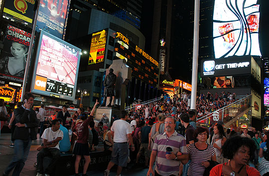 The crowd never thins at Times Square