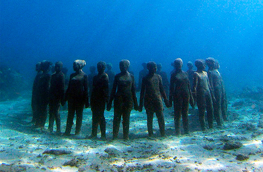 Visibility of the scumlptures depend on the day of visit- at the Cancun Underwater Museum
