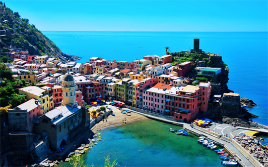 An aerial view of Vernazza