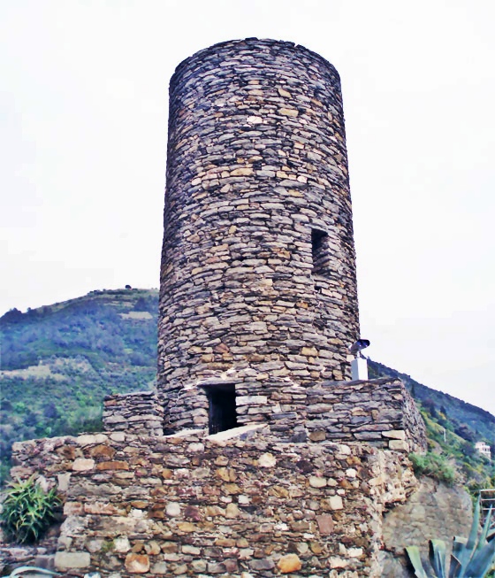 A close-up of the Watchtower of the Doria Castle