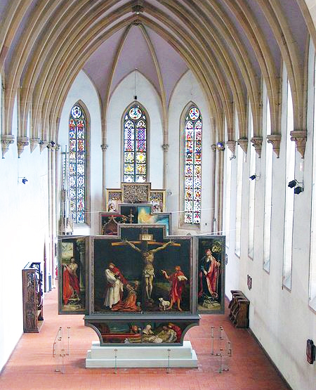 View of the chapel's interior, and the Isenheim Altarpiece
