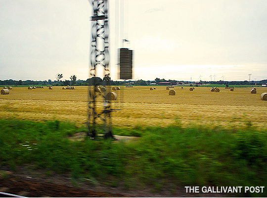 View from onboard the train, somewhere from Berlin to Prague