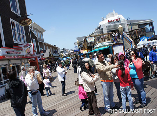A typical crowded scene at the Wharf