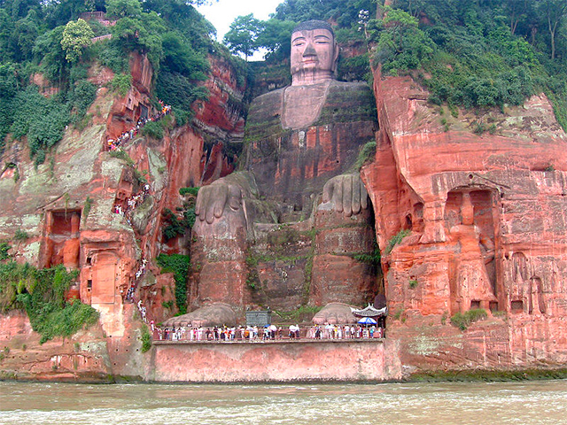 The imposing 233-feet Buddha sculpture