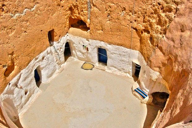 The underground dwellings in Matmata by early Berber settlers.