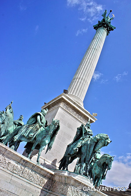 The Millennium Monument in the middle of the Heroes Square.