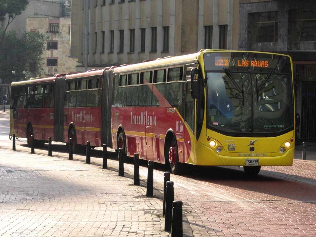 The Transmilenio rapid bus system in the city.