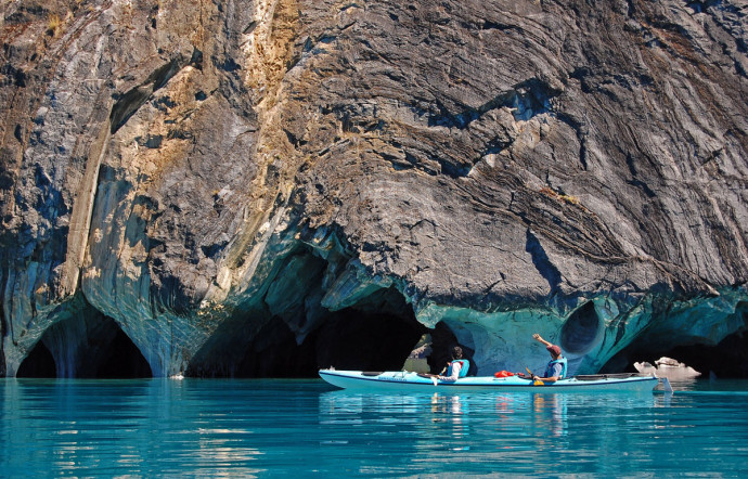 You can reach the Marble Caves with a short boat ride.