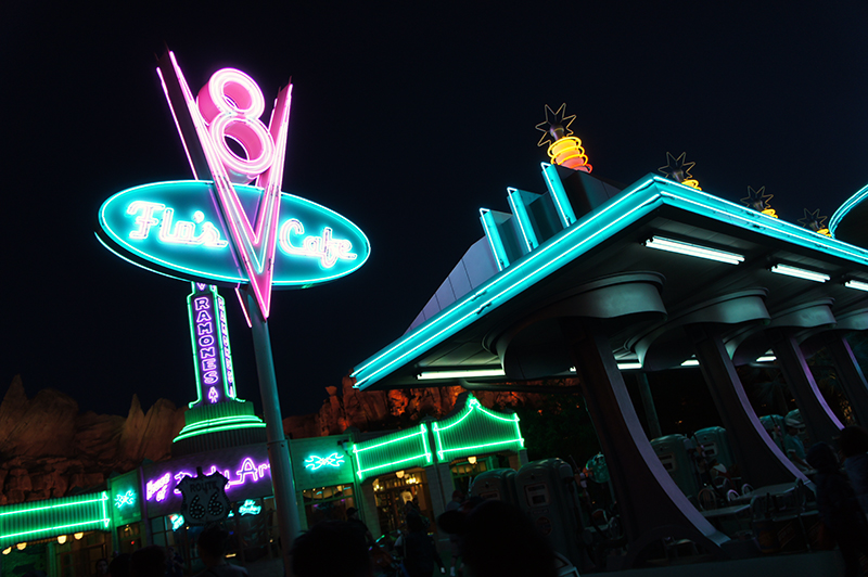 Radiator Springs emit a whole other feel at night.