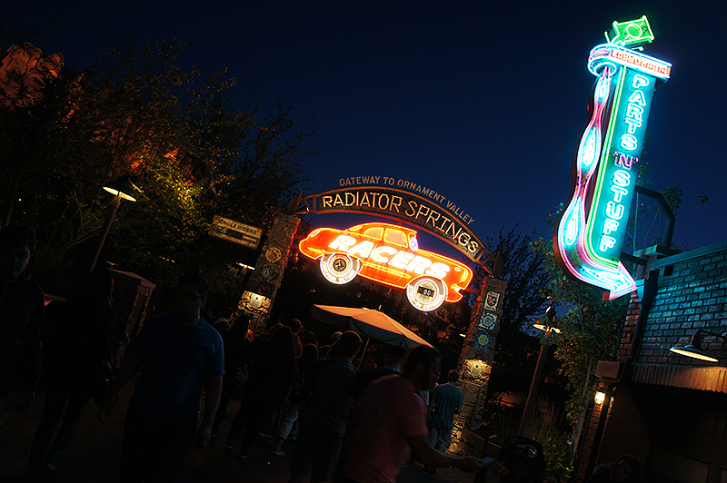 No matter what time of the day, there's always a queue at Radiator Springs Racers.
