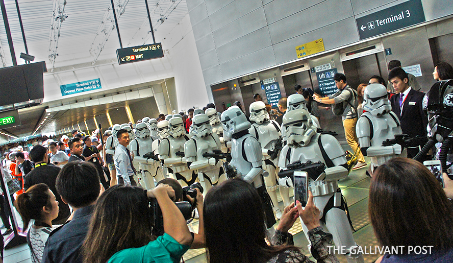 When was the last time you see a legion of Stormtroopers hanging out at an airport?