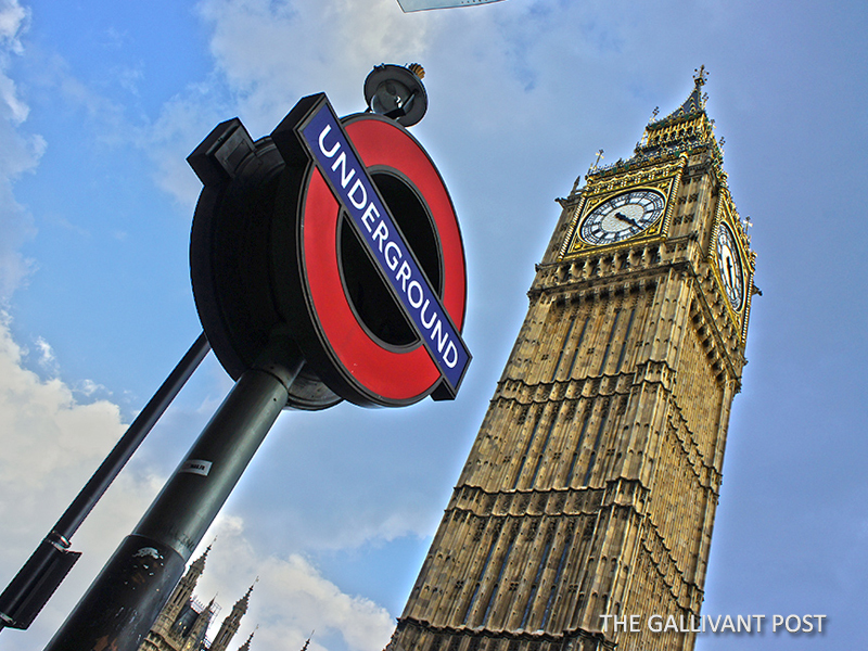 London Underground sign and the Big Ben