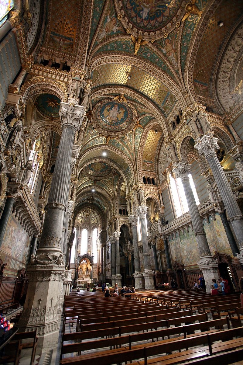 The interior of the Fourviere-Basilica in Lyon.