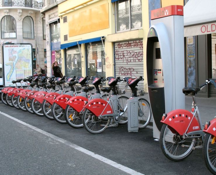 Hop on one of these bicycles for rent in Lyon.