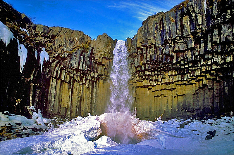 The Svartifoss Falls in winter makes quite a breath-taking sight too.