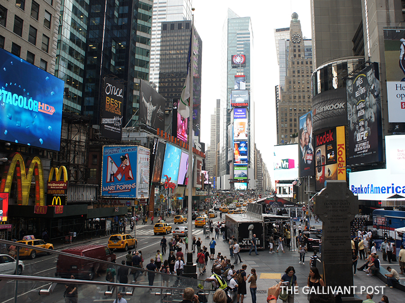 Times Square is crowded at any given time of the day