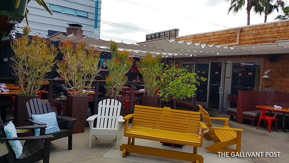 Outdoors hang out area at the Farmer's Daughter Hotel